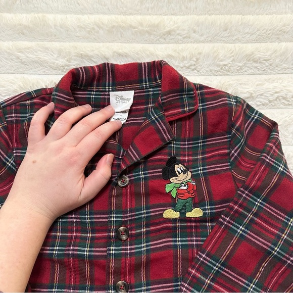 Disney Mickey Mouse Plaid Collared Button Up Pajama Long Sleeve - Mickey Patch - Picture 4 of 4